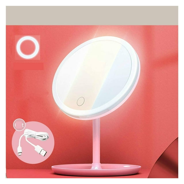 LED Makeup Mirror With Light Lamp With Storage Desktop Rotating Cosmetic Mirror Light Adjustable Dimming USB Vanity Mirror ,Widely Use
