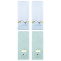 Unique Bargains 4Pcs Comfy Floral Hand Towel Set Blue 13" x 30"/13" x 29"