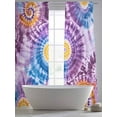 thumbnail image 5 of Tie-Dye Art Sheer Curtains 108 Inches Long 2 Panels Abstract Watercolor Purple Yellow Blue Dyeing Light Filtering Semi Sheer Window Curtains Drapes for Bedroom Living Room 52"x108", 5 of 7
