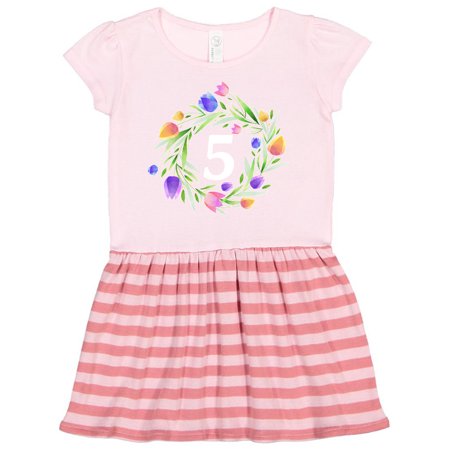 

Inktastic 5th Birthday Tulip Flower Wreath Gift Toddler Girl Dress