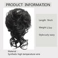 thumbnail image 2 of Moño despeinado postizo para mujer, extensión de moño de cabello sintético rizado y ondulado con banda elástica ajustable, aspecto natural despeinado en color negro., 2 of 5