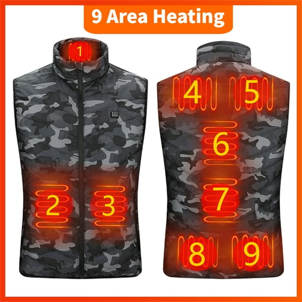 Fiudx Chaqueta Térmica de Fibra de Carbono, 3 Modos de Temperatura, Diseño Ligero y Cómodo, para Uso En Exteriores En Invierno, Alimentación Por Usb, Talla 5Xl, Fácil de Lavar a Máquina.
