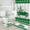 thumbnail image 3 of FMSHPON Buffalo Plaid TruckGnome Elf Clover 4 Piece Bathroom Set Shower Curtain Bath Rug Contour Mat and Toilet Lid Cover, 3 of 7