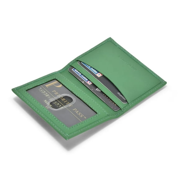 Genuine Leather Credit Card Holder for Men and Women Small Slim Green by Leatherboss