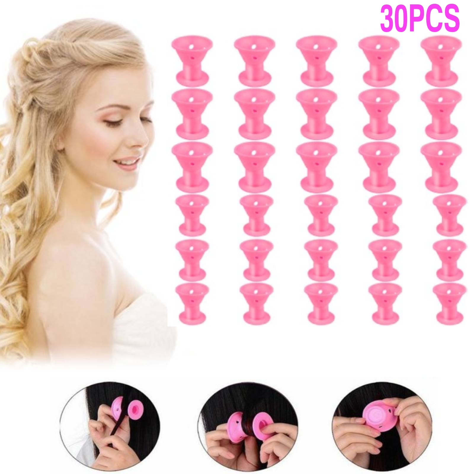 30pcs Magic Silicone Hair Curlers Rollers, EEEkit No Clip Hair Style Rollers  Soft Magic DIY Curling Hairstyle Tools Hair Accessories 