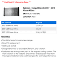 thumbnail image 2 of Radiator - Compatible with 2007 - 2018 Nissan Altima 2008 2009 2010 2011 2012 2013 2014 2015 2016 2017, 2 of 2