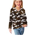 thumbnail image 6 of Ugoldhm Girls Long Sleeve Tees Camouflage Print V Neck Casual Tops Fall Long Sleeve Kids Shirts, 6 of 8