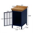 thumbnail image 3 of Royard Oaktree Nightstand with Tempered Glass Door, Metal Bedside Table with Solid Wood Tabletop, Vintage Sofa Side Table End Table with Storage Cabinet for Bedroom Living Room, Dark Blue, 3 of 7