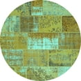 thumbnail image 1 of Ahgly Company Indoor Round Patchwork Turquoise Blue Transitional Area Rugs, 4' Round, 1 of 4