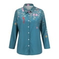 thumbnail image 4 of outfmvch long sleeve shirts for women floral print button down shirts roll up sleeve collared casual work s womens tops blue, 4 of 6