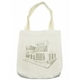 thumbnail image 1 of Coffee Tote Bag, Pattern of an Urban Sidewalk Cafe Drawn by Hand Soft Pencil Hits Scribbles, Cloth Linen Reusable Bag for Shopping Books Beach and More, 16.5" X 14", Cream, by Ambesonne, 1 of 2