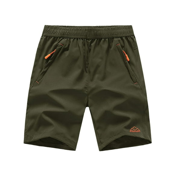 TBMPOY Men's 7" Hiking Running Shorts with Pockets Athletic Outdoor Sports Gym Workout Short Zipper Pockets ArmyGreen L