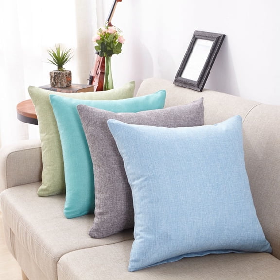 WEUVEB Breathable Grey Flax Pillow Covers with Hidden Zipper for Home Decor