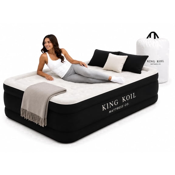Open Box King Koil 13" Twin Air Mattress with Built-in High-Speed Pump - CNN Underscored Top Pick, Sleeps Like a Real Bed, Inflates in 2 Minutes, 300 lb Capacity for Guests, Camping, Home, 1-Year War