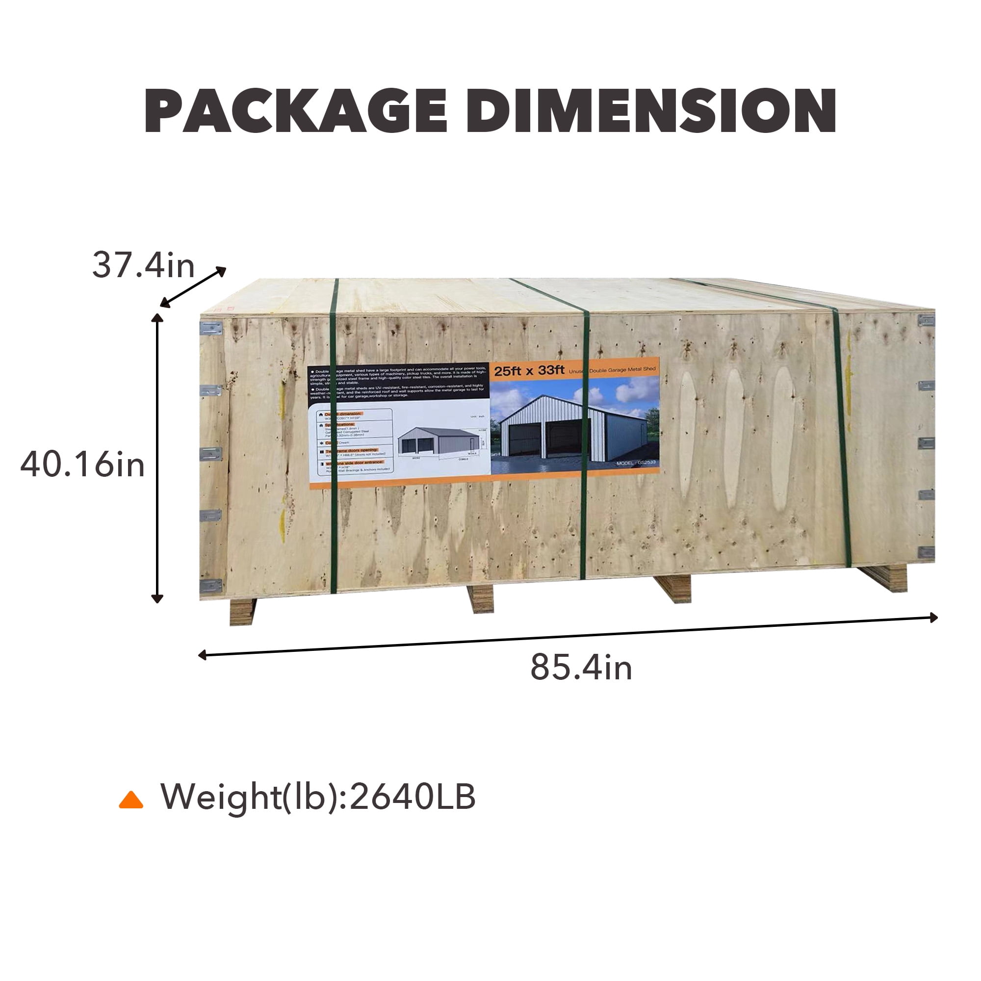 Chery Industrial 25' x 33' Double Garage Metal Shed with Side Entry Door