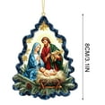 thumbnail image 3 of Blue Christmas Tree Shape Nativity Scene Decoration, 2D Flat Memorial Pendant, 3.15 Inch, 3 of 7