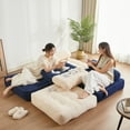 thumbnail image 4 of BIGSYY Foldable Chair Bed, Futon Sofa for Bedroom & Living Room, Adult Multipurpose Seating for Small Spaces,Blue, 4 of 8