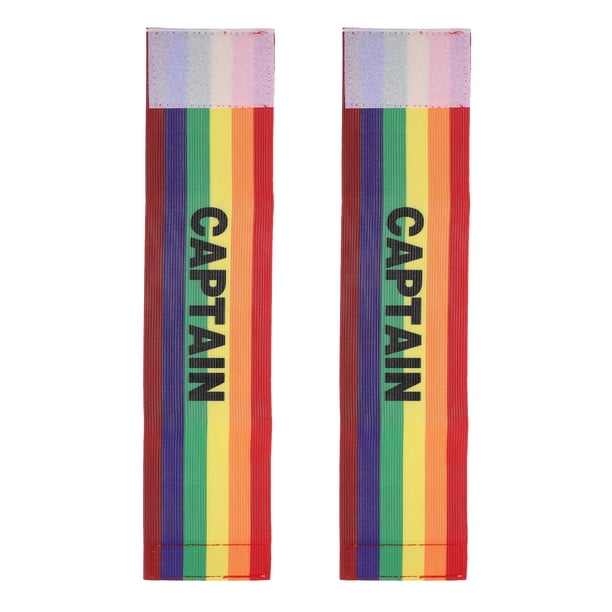 2 brazaletes de capitán: brazalete elástico arcoíris, ajustable, de manga ancha, insignia de liderazgo para adultos y jóvenes, equipo de fútbol, baloncesto, entrenamiento de rugby.