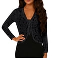 thumbnail image 2 of Purcolt Women's Sheer Lace Embroidery Jacket Dressy Elegant Long Sleeve Open Front Shrug Top Summer Loose Fit Cardigan with Tie for Dress, 2 of 8