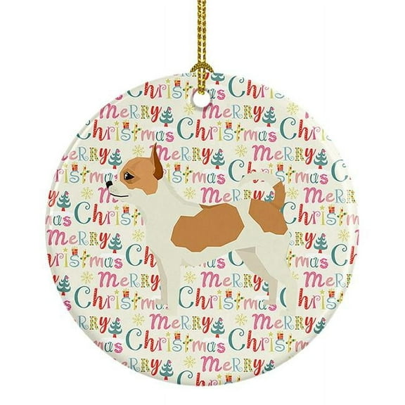 Chihuahua Merry Christmas Ceramic Ornament 2.8 in x 2.8 in