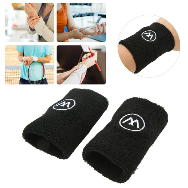 Muñequera, 2 Pares de Muñequeras Deportivas, Baloncesto, Pulsera Absorbente de Sudor, Poliéster, Algodón, Muñequera Atlética, Muñequeras de Tenis, Gimnasio, Yoga,