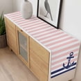 thumbnail image 4 of Anchor Pink Table Runner - 108 Inch Long, Kitchen Dining Table Runner Dresser Scarves, Modern Navy Blue White Striped Nautical Farmhouse Decor for Coffee Tables Wedding Party Banquet, 4 of 8