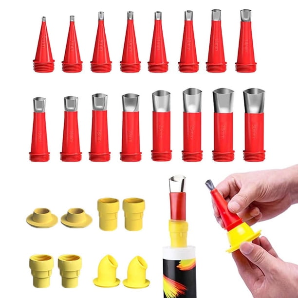 Kit Acabado Calafateo Boquilla Herramientas Goma Integrada Universal 22/24 Piezas Acero Inoxidable Con Conector para Pistolas Salchichas Y Pegamento Duro