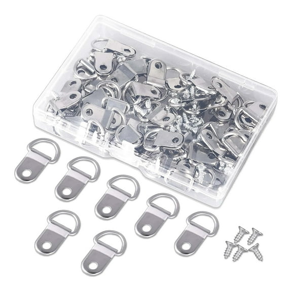 100pcs Heavy Duty Picture Hangers with Screws Heavy Duty Picture Frame Hanger Nickel Plated Frame Hardware for Wall
