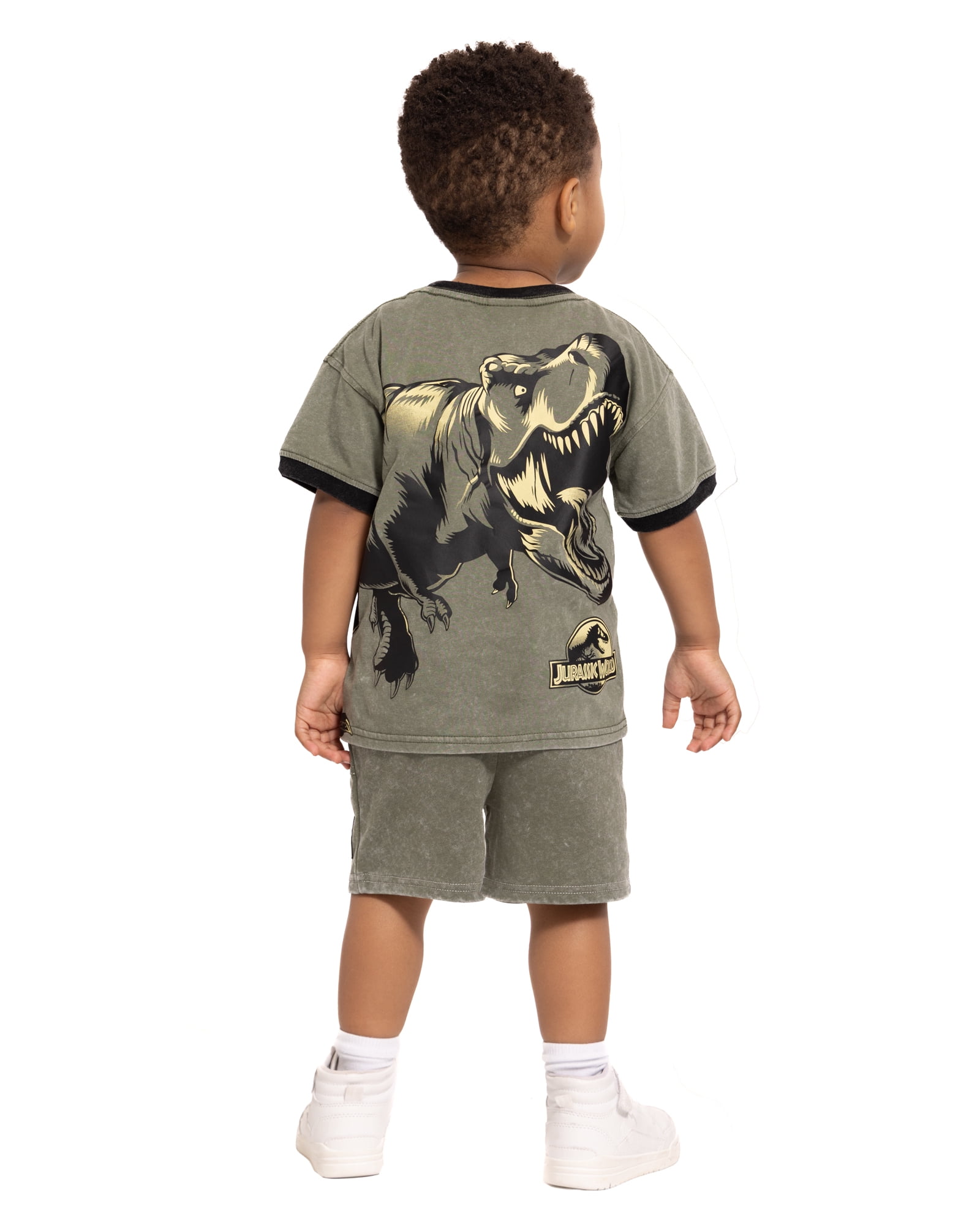 Jurassic World Toddler Boys Short Sleeve Graphic Tee and Matching Shorts Outfit Set, 2-Piece, Sizes 12M-5T