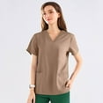 thumbnail image 4 of Scrubs for Women, Soft V-Neck Scrub Tops, Stretchy Medical Uniform with Pockets, Breathable & Easy Care Khaki XL, 4 of 4