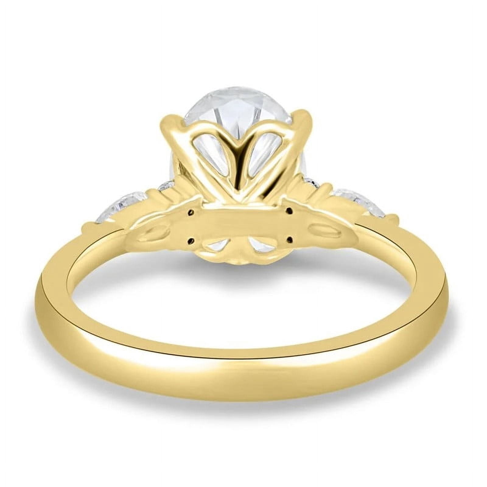 solitaire jewels 3CT Oval Moissanit 7 stone Engagement Ring For Women, 14K Yellow Gold
