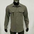 thumbnail image 6 of Men's Casual Button Down Shirt Long Sleeve Turndown Collar Solid Polyester Zipper Closure Pockets Daily Work Office Business | Zenithor,Army Green L, 6 of 7