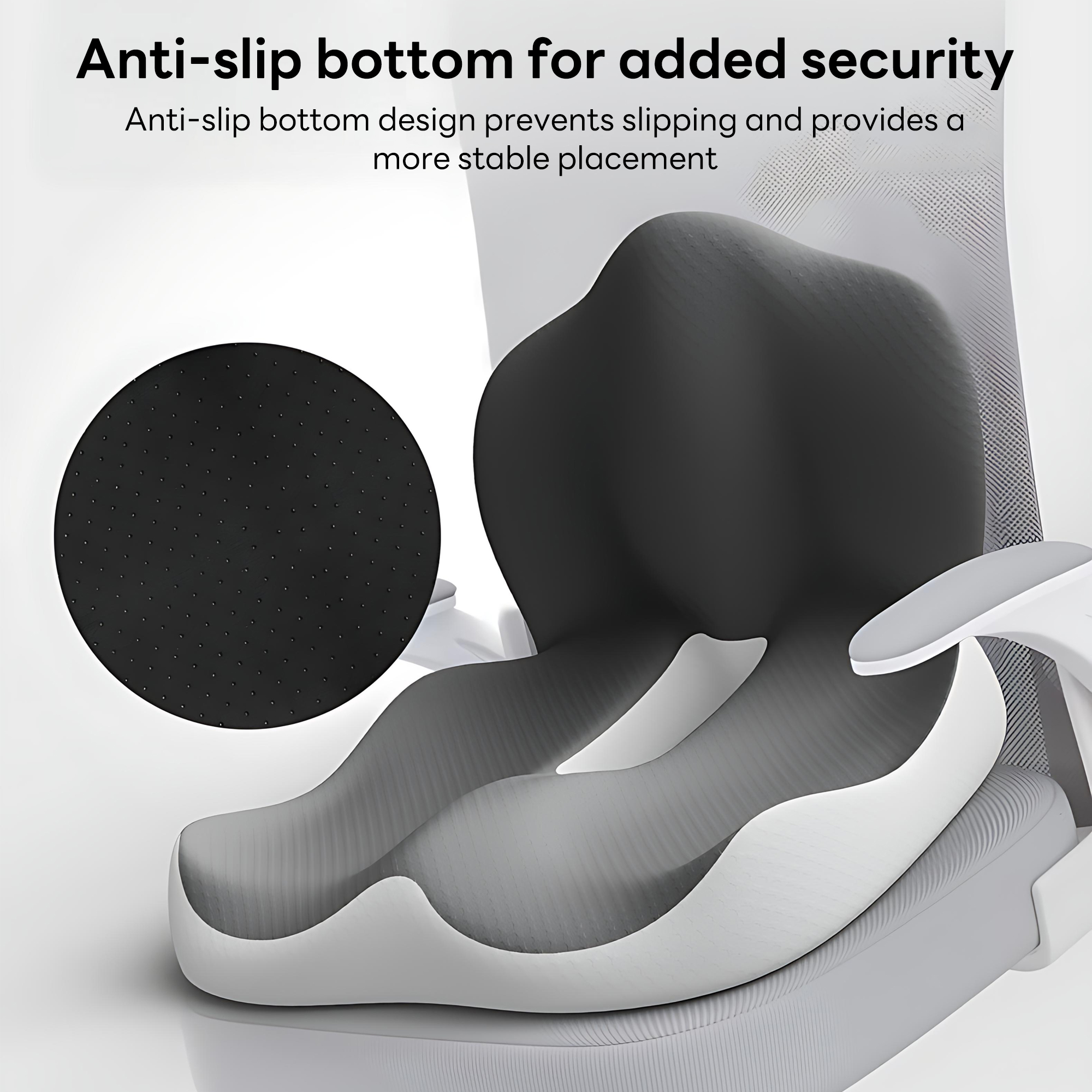INSMART Ergonomic Seat Cushion with Lumbar Support – 2-in-1 Memory Foam Chair Pad for Posture Support & Comfort, Non-Slip Design for Office, Car, Wheelchair – 11.81" W x 16.54" D x 17.72" H