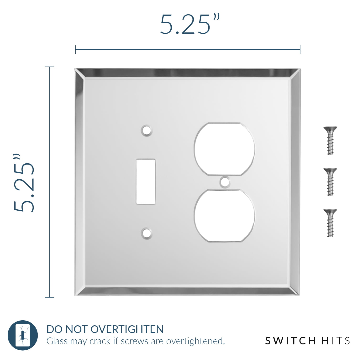 Switch Hits Toggle Wall Plate Four Gang Switch Cover, White Glass