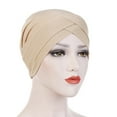 thumbnail image 1 of Femmes Solide Chapeau Indien Musulman Ruffle Cancer Chimio Bonnet Turban Wrap Écharpe, 1 of 2