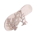 thumbnail image 2 of CQONEPT Women's Flat Sandals Summer Rhinestones Wedding Shoes Peep Toe Strap Slippers PU Leather Dressy Slip On Slides Beige 39, 2 of 6