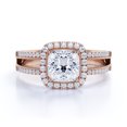 thumbnail image 4 of JeenMata Cushion Cut Real Diamond - Vintage Style - Engagement Ring - Split Shank - Halo Ring - 10K Rose Gold, 4 of 8