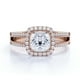thumbnail image 4 of JeenMata Anillo de Compromiso Estilo Vintage con Diamante Real de Talla Cojín Anillo con Halo y Cuerpo Dividido, Oro Rosa de 10 K, 4 of 6