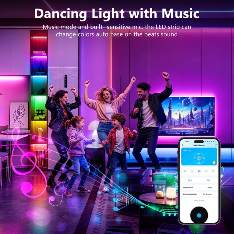 DAYBETTER 25ft RGBIC LED Strip Lights with Bluetooth App & Music Sync photo 6