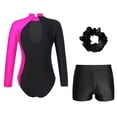 thumbnail image 2 of Alvivi Kids Girls Long Sleeve Gymnastic Leotard with Shorts Hair Sets Ballet Dance Outfits Dancewear Rose&Black 6, 2 of 5