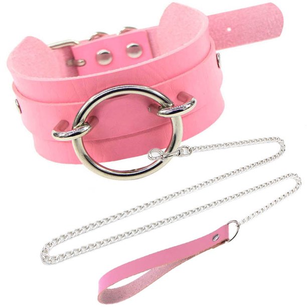 Anillo de juguetes sexuales exagerados, collar de cuero PU, cuerda de tracción esclava, juego de cuello de coqueteo, juguetes para parejas de adultos, color rosa(4 piezas) ZefeiWu 9024715036568