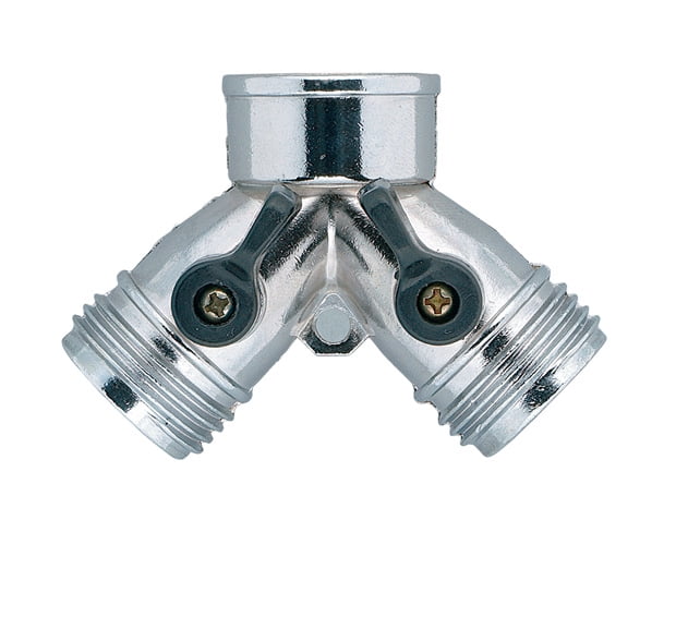 Hose Splitter Manifold 58061N Orbit Metal Hose Y & Water Faucet Shut Off Valves 