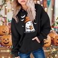 thumbnail image 2 of Staki Kids Girl Hooded Sweatshirt Graphic Letter Print Halloween Shirt Long Sleeve Pullover Tops(Black,10-11 Years), 2 of 6