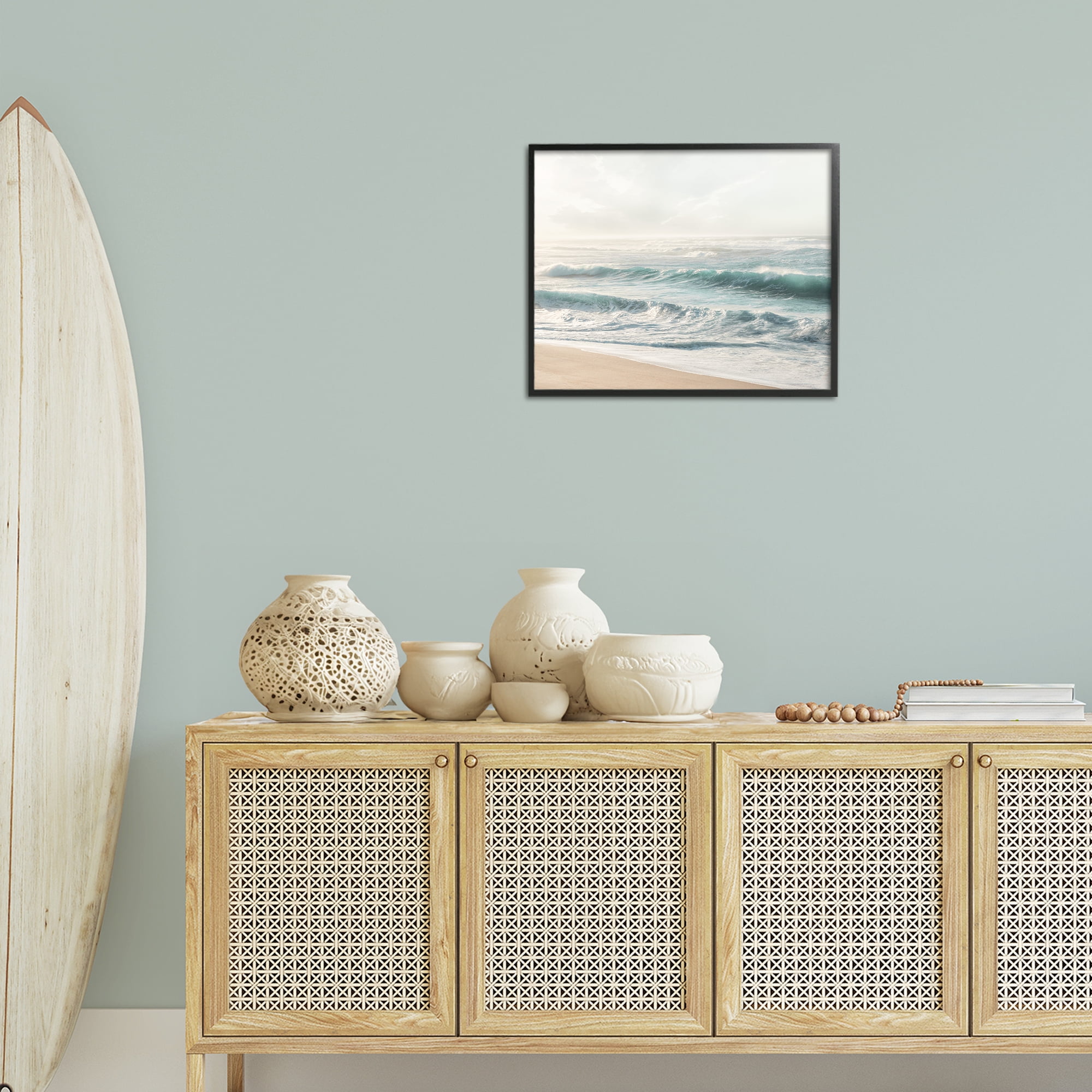 Stupell Industries Distant Beach View Landscape Photography Black Framed Art Print Wall Art, 20 x 16