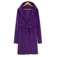 thumbnail image 5 of Hunpta Sleepwear Long Bathrobes for Men, Solid Color Men's Autumn Winter Plush Pure Color with Pockets Hats Warmth Home Clothing Bathrobe, Robes for Men Purple, 5 of 8