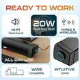 thumbnail image 3 of Delton SB200 20W Bluetooth Soundbar, Dual-Powered Hi-Fi Stereo Computer Speakers with Rich Bass, 10Hrs Playtime, 30ft Bluetooth Range, Aux Connection Perfect for Windows, PC, Laptops, Phones - Black, 3 of 8