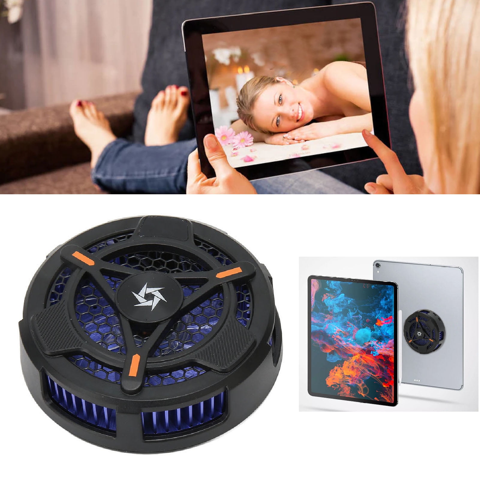 Tablet Cooler for Magnetic Phone Cooling Fan Magnetic Tablet Cooler for IOS Tablet Two Levels Adjustable Efficient Cooling Type C Interface Universal Phone Cooler