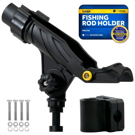 Five Oceans Rail Mount Fishing Rod Holder Black High-Impact Nylon Hook Keeper & Locking Collar Large - FO4734