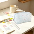 thumbnail image 2 of Small Quilted Makeup Bag for Women, Cute Floral Cosmetic Bag, Emergency Bag Travel Toiletry Pouch Gifts for Girls Her Mom Friend Sister Blue, 2 of 6