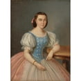 thumbnail image 2 of Peter Michal Bohúň 11x14 Black Ornate Wood Framed Double Matted Museum Art Print Titled: Portrait of a Seated Young Woman in a Blue Camisole (1860), 2 of 5